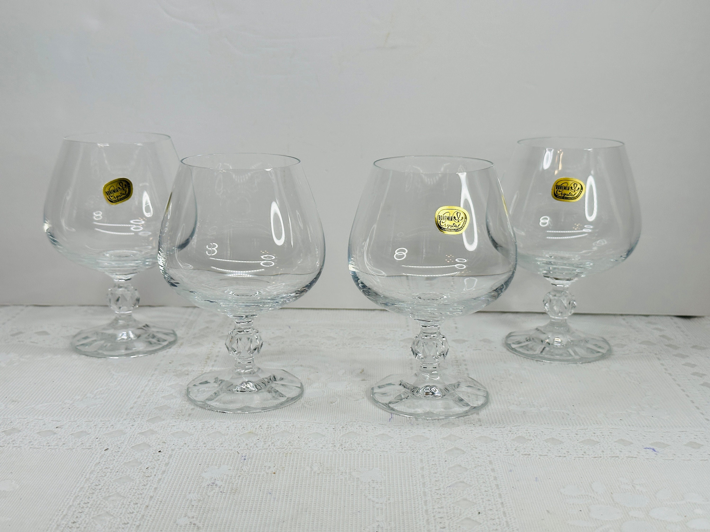 Bohemia Claudia Brandy Glass Set, Czechoslovakia Crystal