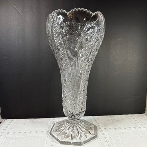 Imperial Glass Cosmos Pressed Glass Vase, EAPG Imperial Glass Vase, Imperial Glass Ohio Vase, Early American Pressed Glass Vase