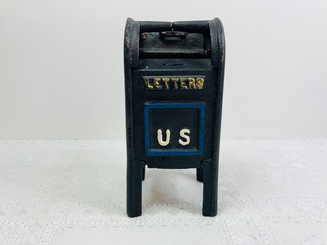 Cast Iron Mailbox Bank, Miniature Cast Iron Mailbox, Cast Iron Coin