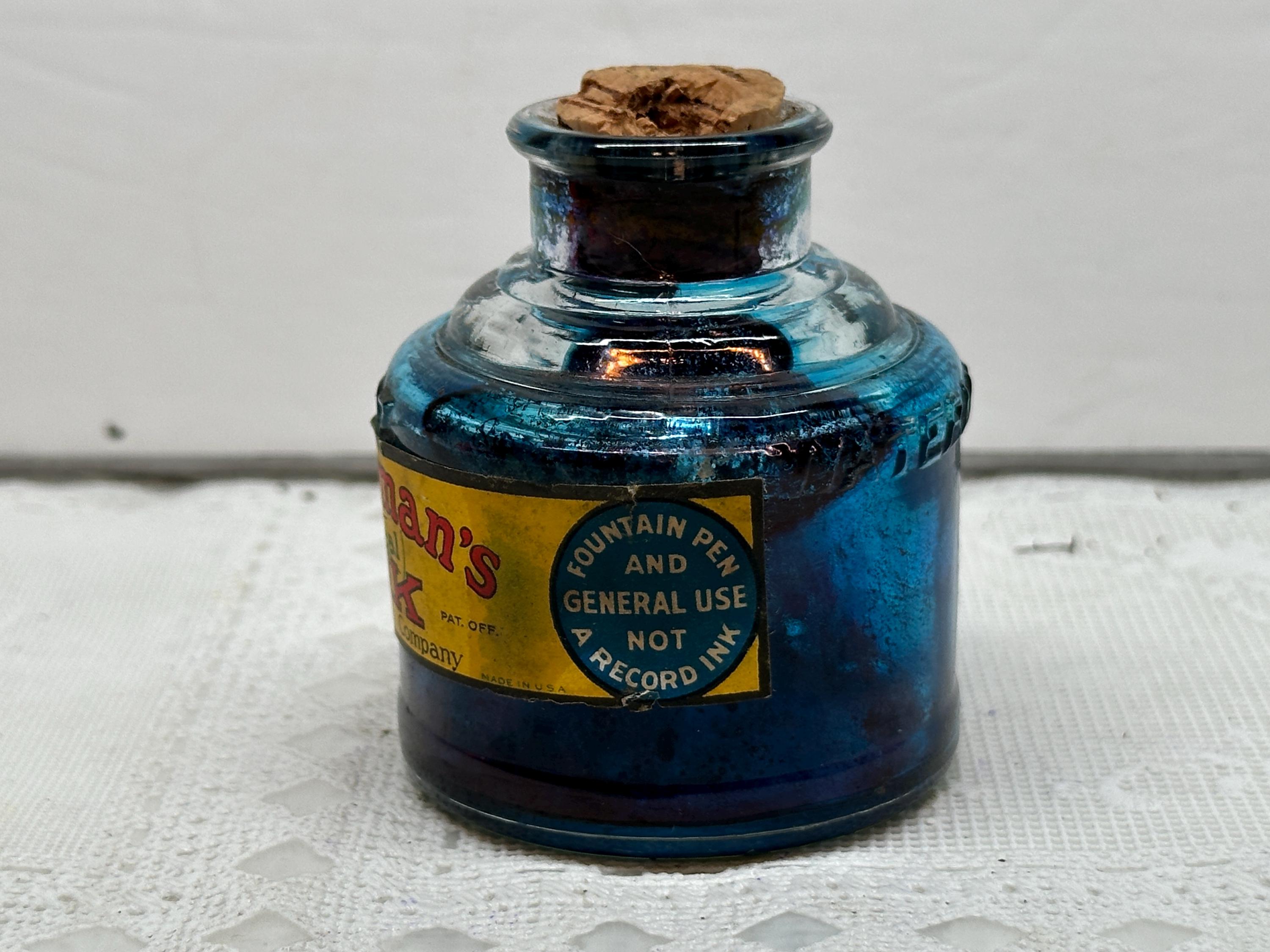 Waterman's Ideal Ink Bottle, Watermans Blue Ink Bottle, Watermans