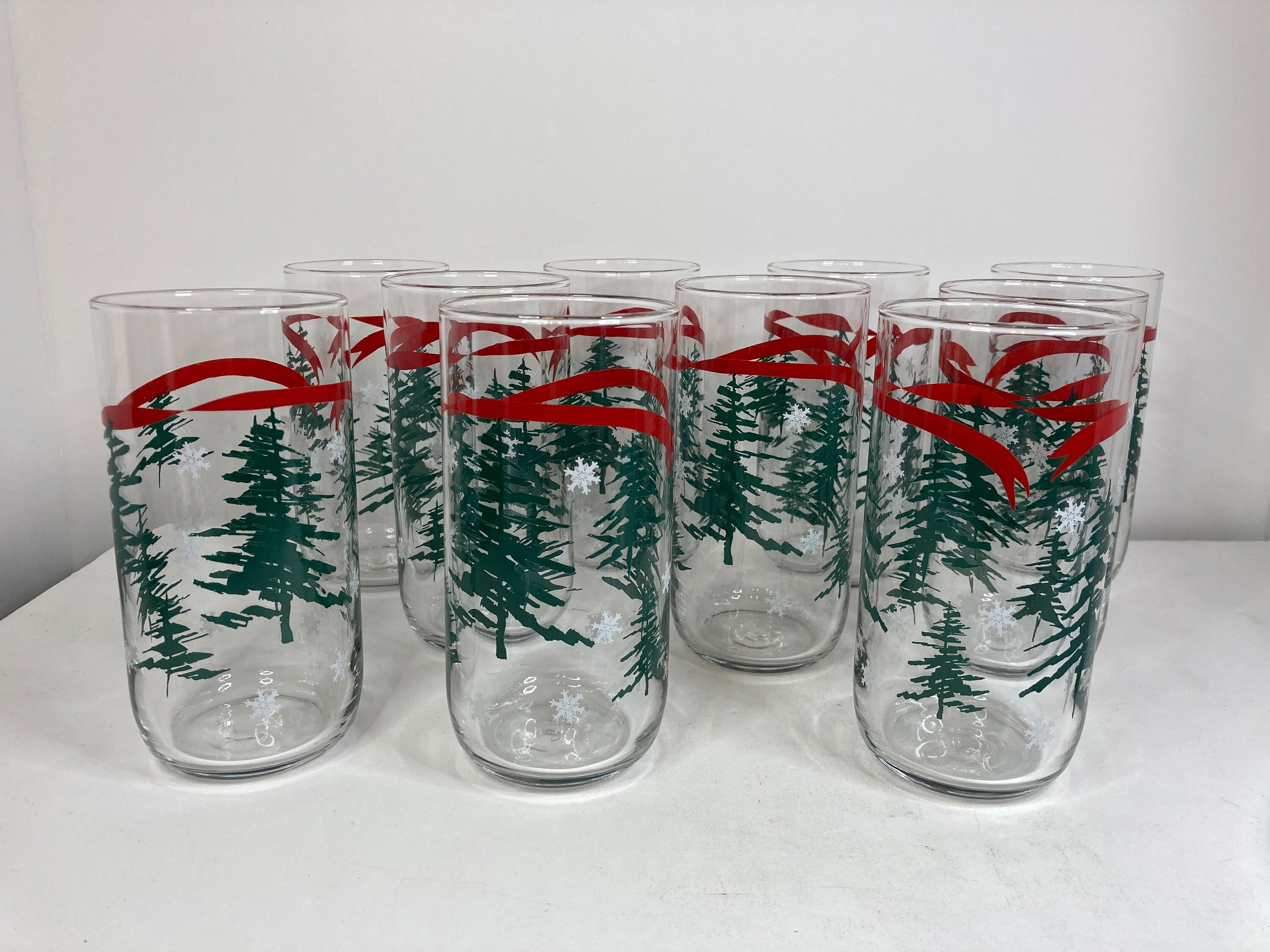 Libbey Christmas Glass Set in Original Box Libbey Pine Trees Etsy