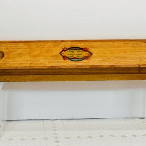 Wood Chick Decorated School Pencil Box, Wood Two Level School Pencil Box, Wood School Pencil Box, Chick Pencil Box Made in Canada