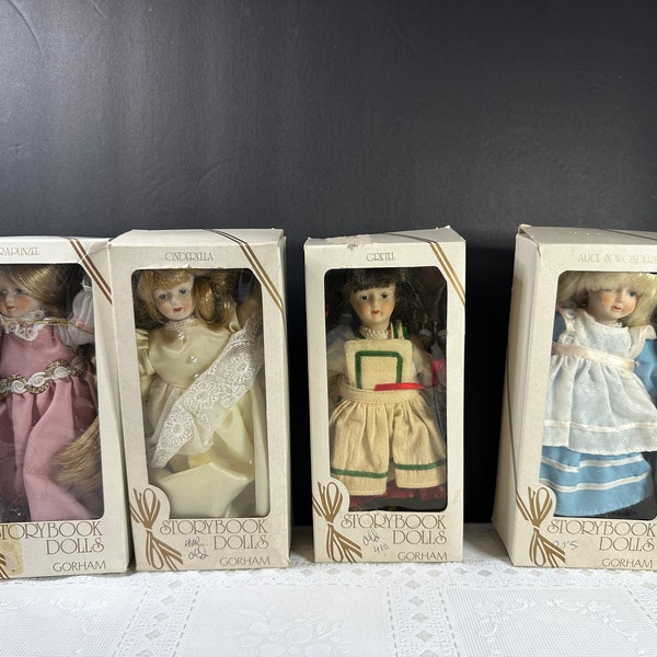 Gorham Storybook Dolls CHOICE, Gorhan Cinderella Doll, Gorham Rapunzal Doll, Gorham Gretal Doll, Gorham Alice in Wonderland Doll
