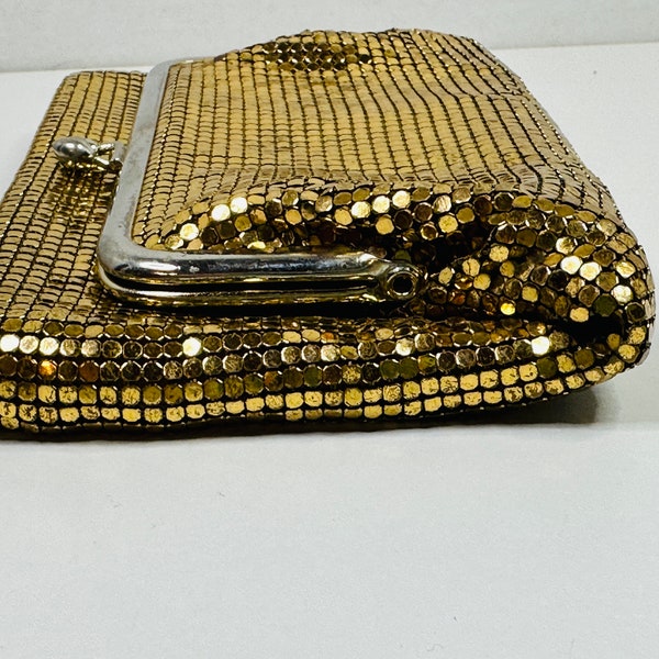 Whiting and Davis Gold Mesh Clutch Purse, Whiting and Davis Gold Mesh Purse, Whiting and Davis Money Change Purse