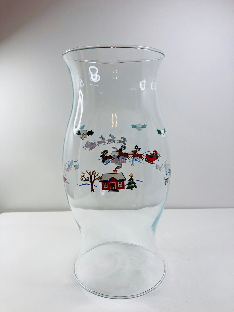 Clear Glass Christmas Hurricane Candle Chimney Globe 101/8 x Etsy