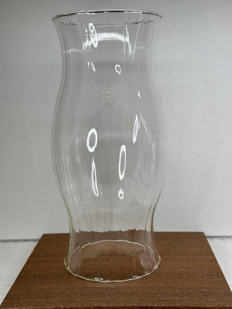 Clear Glass Ribbed Hurricane Candle Chimney, Replacement Ribbed Glass