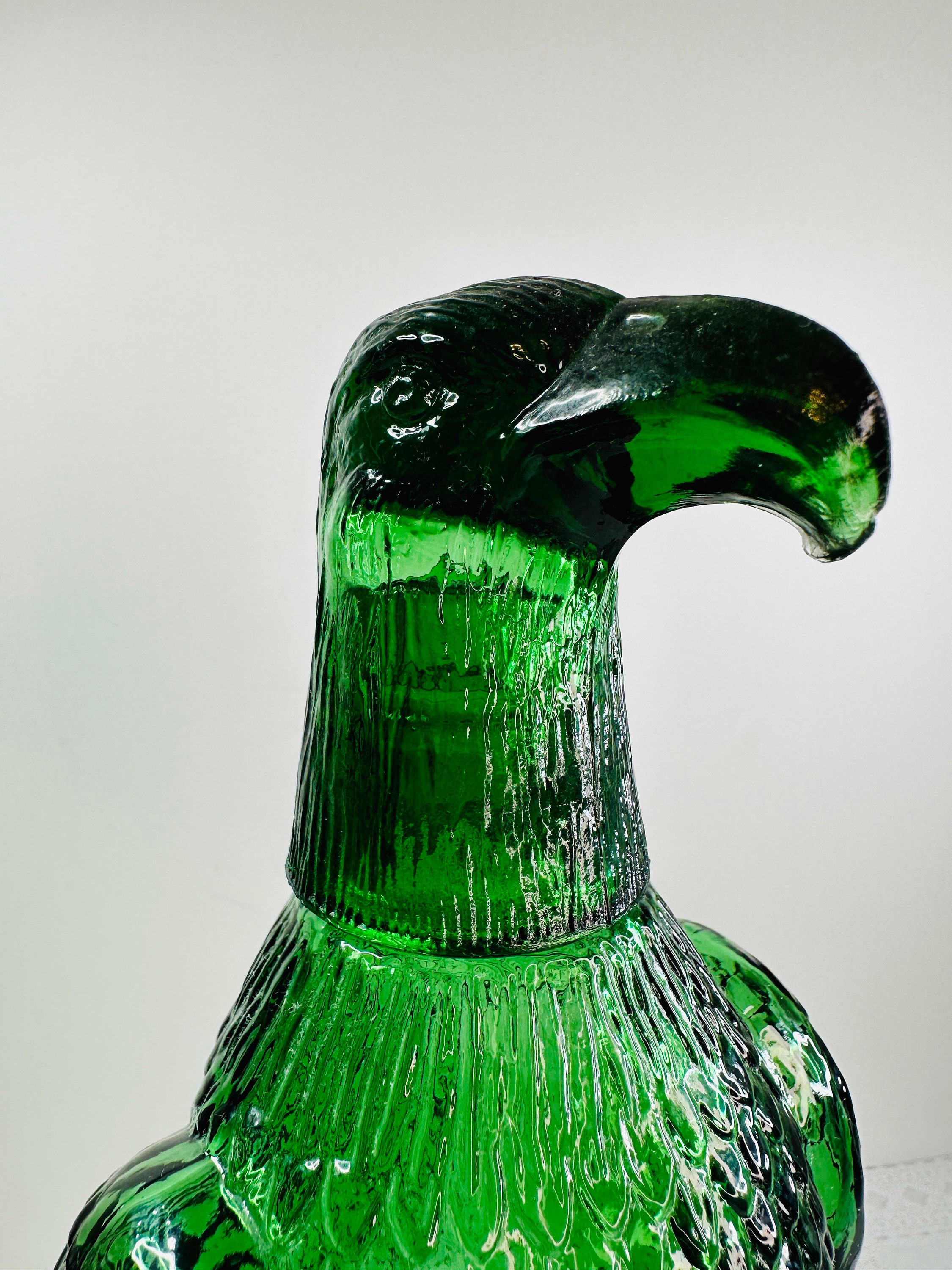 Green Glass Eagle Decanter Bottle Green Eagle Bottle Eagle Etsy
