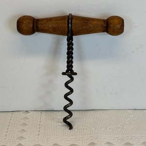 Wood Handle Corkscrew, T-Bar Corkscrew Turned Wood Handle, Unique Wood Handle Corkscrew