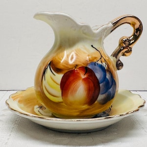 Mini Water Pitcher and Bowl, Mini Fruit Design Bowl and Pitcher, Mini Fruit Design Pitcher With Basin