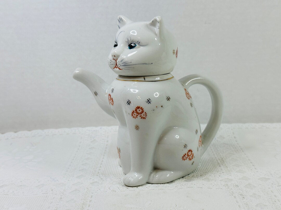 Cat Teapot Vintage Cat Teapot China Cat Teapot. White Cat Etsy