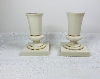 Lenox Candleholders Gold Trimmed, Lenox Candleholders, Lenox Square Based Candleholders, Lenox Gold Trimmed Candleholder Set