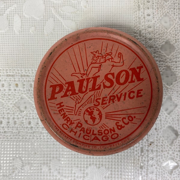 Paulson Services Jewelers Tin, Paulson Services Tin, Paulson Watch Parts Tin, Vintage Watch Parts Tin, Henry Paulson Tin