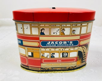 Colmans Mustard Bank, Jacobs Cream Crackers Bank, British Tinplate Bank, Advertising Tin Bank, Trolley Shaped Tin Bank