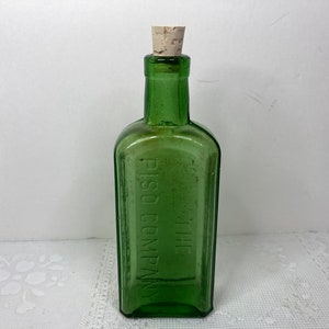 Green The Piso Company Bottle, Green Piso Medicine Bottle, Hazeltine & Co Bottle