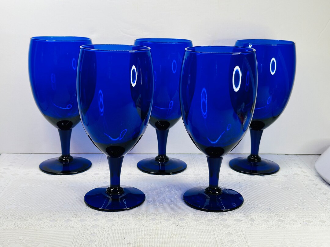 Cobalt Blue Iced Tea Glass Set, Iced Tea Glasses Cobalt Blue, Cobalt