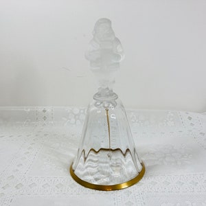 Lenox Santa Crystal Bell, Lenox Frosted Santa Bell, 1985 Lenox Christmas Bell, Lenox Gold Trimmed Bell