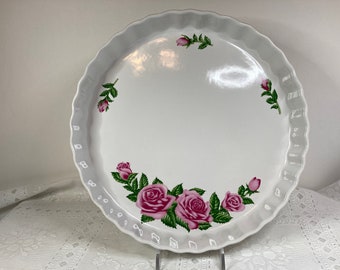 Christineholm Rose Fluted Quiche Dish, Christineholm Quiche Dish, Quiche Dish, Rose Quiche Dish, Rose Pattern Quiche Pan