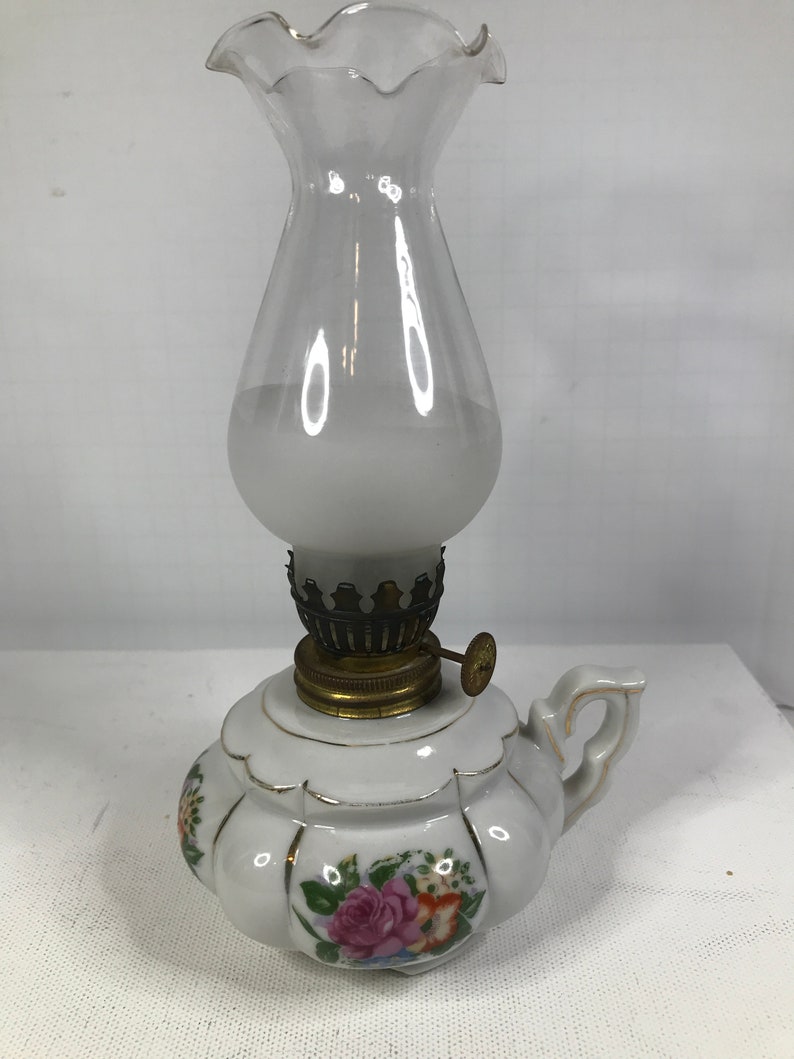 Mini Oil Lamp Floral and Gold Trim Japanese Mini Oil Lamp Etsy
