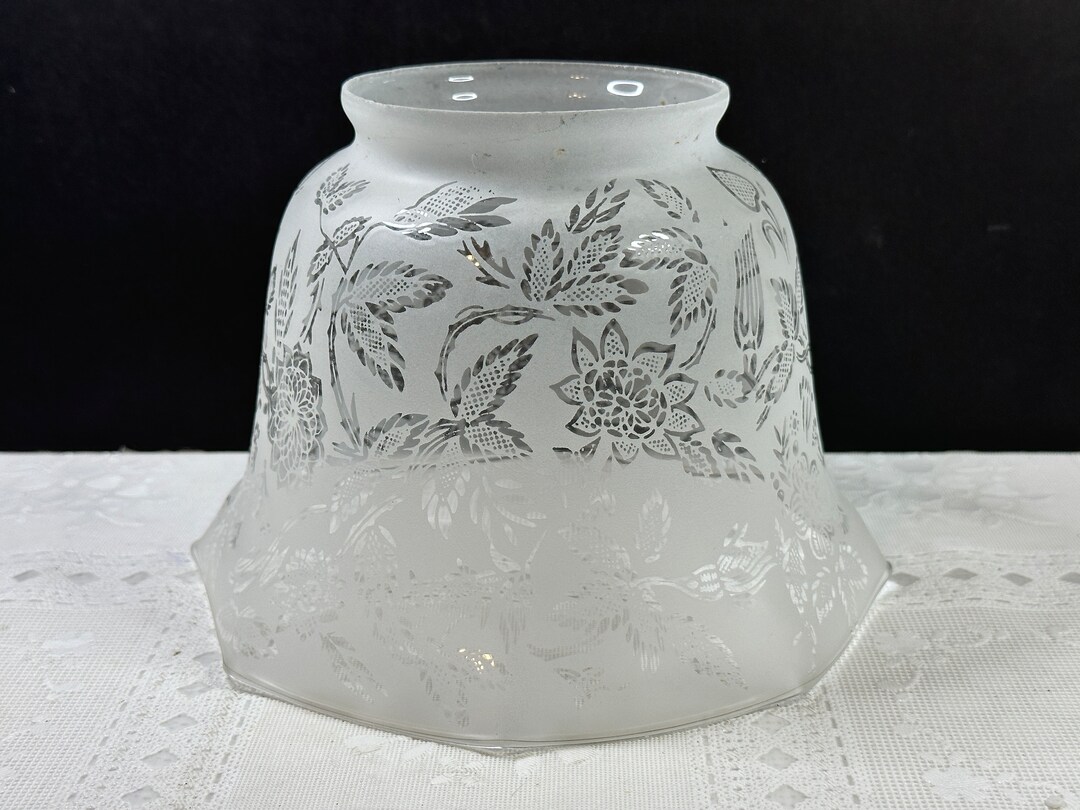 Frosted Floral Gas Lamp Shade Replacement Gas Lamp Frosted Etsy