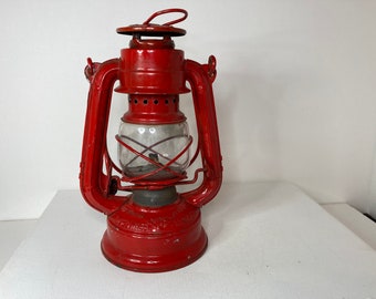 Winged Wheel Red Lantern No 350, Small Red Barn Lantern, Japanese Winged Wheel No 350 Lantern, Japan Red Winged Wheel Lantern