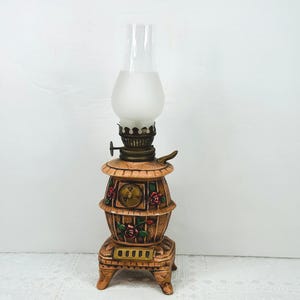 Miniature Pot Belly Stove Oil Lamp, Figural Mini Oil Lamp