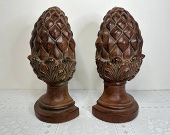 Melannco Pineapple Shaped Bookends, Pineapple  Shape Resin Bookends, Vintage Pineapple Shaped Bookends, Tropical Decor Bookends
