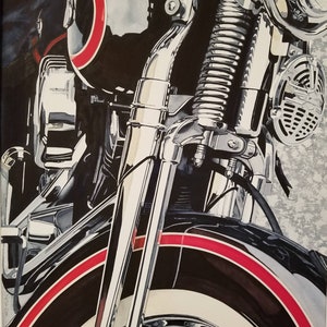 Harley Davidson, 1998 Heritage Springer - Giclee Reproduction of Original Watercolor Painting