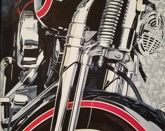 Harley Davidson, 1998 Heritage Springer - Giclee Reproduction of Original Watercolor Painting