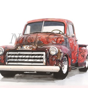 1953 GMC Pickup Truck Reproduction of Original Watercolor Painting
