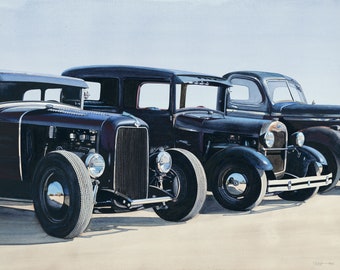 Classic Hotrods - Reproduction of Original Watercolor Painting