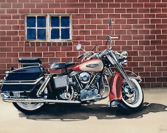 Vintage Harley - Reproduction of Original Watercolor Painting