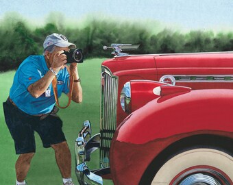 Packard Paparazzi- Reproduction of Original Watercolor Painting