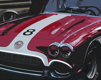 Corvette Stock Car- Reproduction of Original acrylic Painting