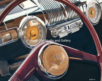 Ford Dashboard - Reproduction of Original Watercolor Painting