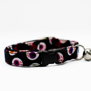 Halloween Cat Collar: Eyeballs, Moon & Stars, Paint Splatter, Grafitti -Breakaway or Non-Breakaway Buckle-Puppy-XSmall Dog Eye Balls