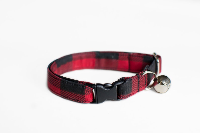 Christmas Cat Collar Plaid Cat Collar Pine Cat Collar Red Etsy