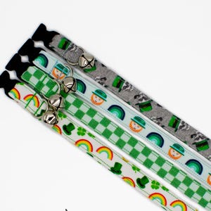 St Patrick&#39;s Day Cat Collar: Clover, Leprechaun, Rainbow- Breakaway or Non-Breakaway- Puppy, XSmall Dog