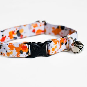 Collar de gato de Halloween Collar de gato de vacaciones Collar de gato de temporada Collar de maíz de caramelo Collar de gato espeluznante Collar de gato naranja-Collar de gato rompedor Splatter