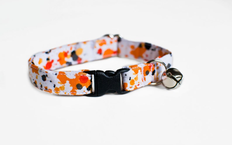 Collar de gato de Halloween Collar de gato de vacaciones Collar de gato de temporada Collar de maíz de caramelo Collar de gato espeluznante Collar de gato naranja-Collar de gato rompedor Splatter