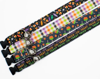 Halloween Cat Collar: Candy Corn, Caramel Apple, Plaid-Breakaway or Non-Breakaway Buckle- Puppy- XSmall Dog