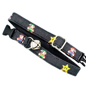 Mario Cat Collar: Video Game Print- Breakaway or Non-Breakaway Buckle- Puppy or XSmall Dog