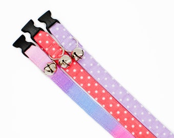 Spring Cat Collar: Ombre- Polka Dot- Pastel- Breakaway or Non-Breakaway Buckle- Puppy- XSmall Dog
