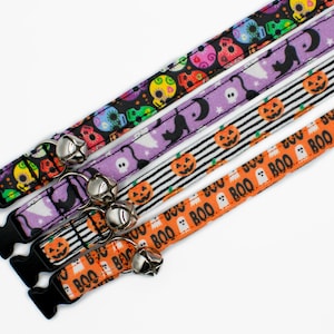 Halloween Cat Collar- Holiday Cat Collar- Sugar Skull Collar- Pumpkin Cat Collar- Black Cat Collar - Boo Cat Collar- Ghost Cat Collar