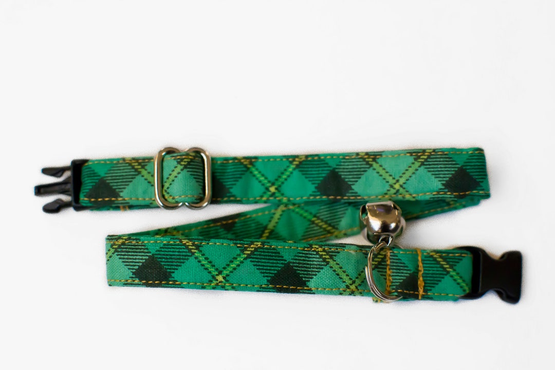 St Patrick's Day Cat Collar Plaid Cat Collar Green Cat Collar Holiday