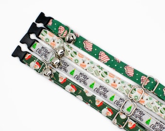 Christmas Cat Collar: Santa, Xmas Tree Cake, Ornament Prints- Breakaway, Non-Breakaway- Puppy, XSmall Dog