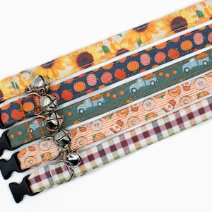 Autumn Cat Collar- Fall Cat Collar- Holiday Cat Collar- Sunflower Cat Collar- Pumpkin Spice Cat- Plaid Cat Collar- Fall Truck Collar