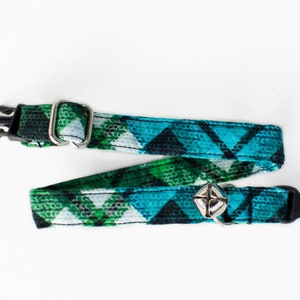 Plaid Cat Collar- Blue Cat Collar- Green Cat Collar- Abstract Cat Collar- Spring Cat Collar- Boy Cat Collar- Breakaway Cat Collar
