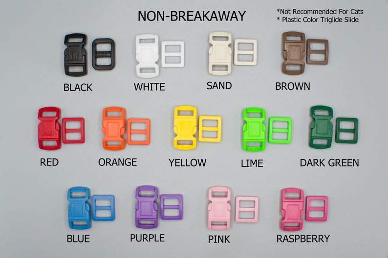 Peut inclure: S&eacute;lection de 12 boucles coulissantes en plastique non d&eacute;tachables dans diff&eacute;rentes couleurs, notamment noir, blanc, sable, marron, rouge, orange, jaune, vert lime, vert fonc&eacute;, bleu, violet, rose et framboise. *Non recommand&eacute; pour les chats * Coulisseau en plastique de couleur