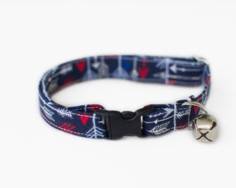 Arrows Cat Collar- Red White And Blue- Cat Collar- Boy Cat Collar- Cute Kitten Collar- Breakaway Cat Collar- Designer Cat Collar- Custom Cat