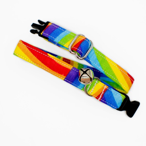Rainbow Cat Collar- Rainbow Puppy Collar- Colorful Cat Collar- Rainbow Kitty Collar- Pride Cat Collar- Pride Puppy Collar- Retro Cat Collar